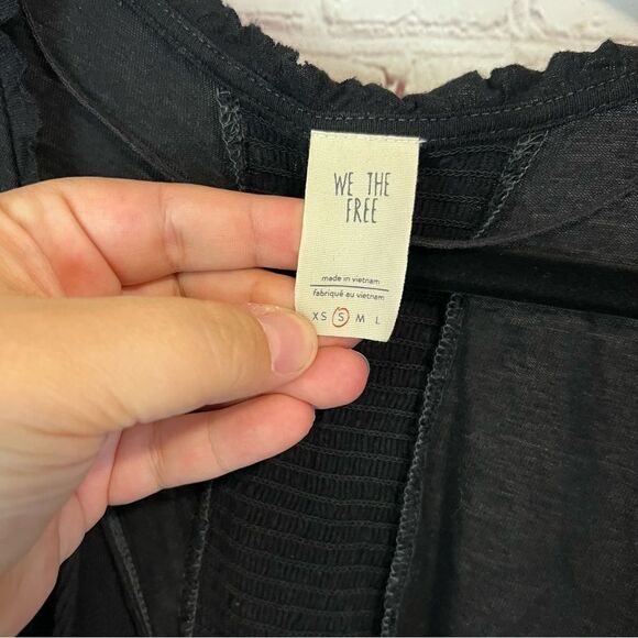 We The Free Free People Black Tie Oversized Blouse Size Small - Picture 7 of 7